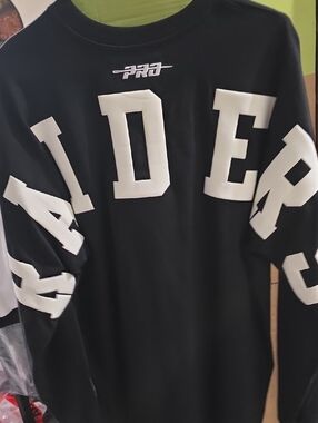 RAIDER NATION Black Long-Sleeve Graphic Men’s Shirt with White Lettering 🤩$65